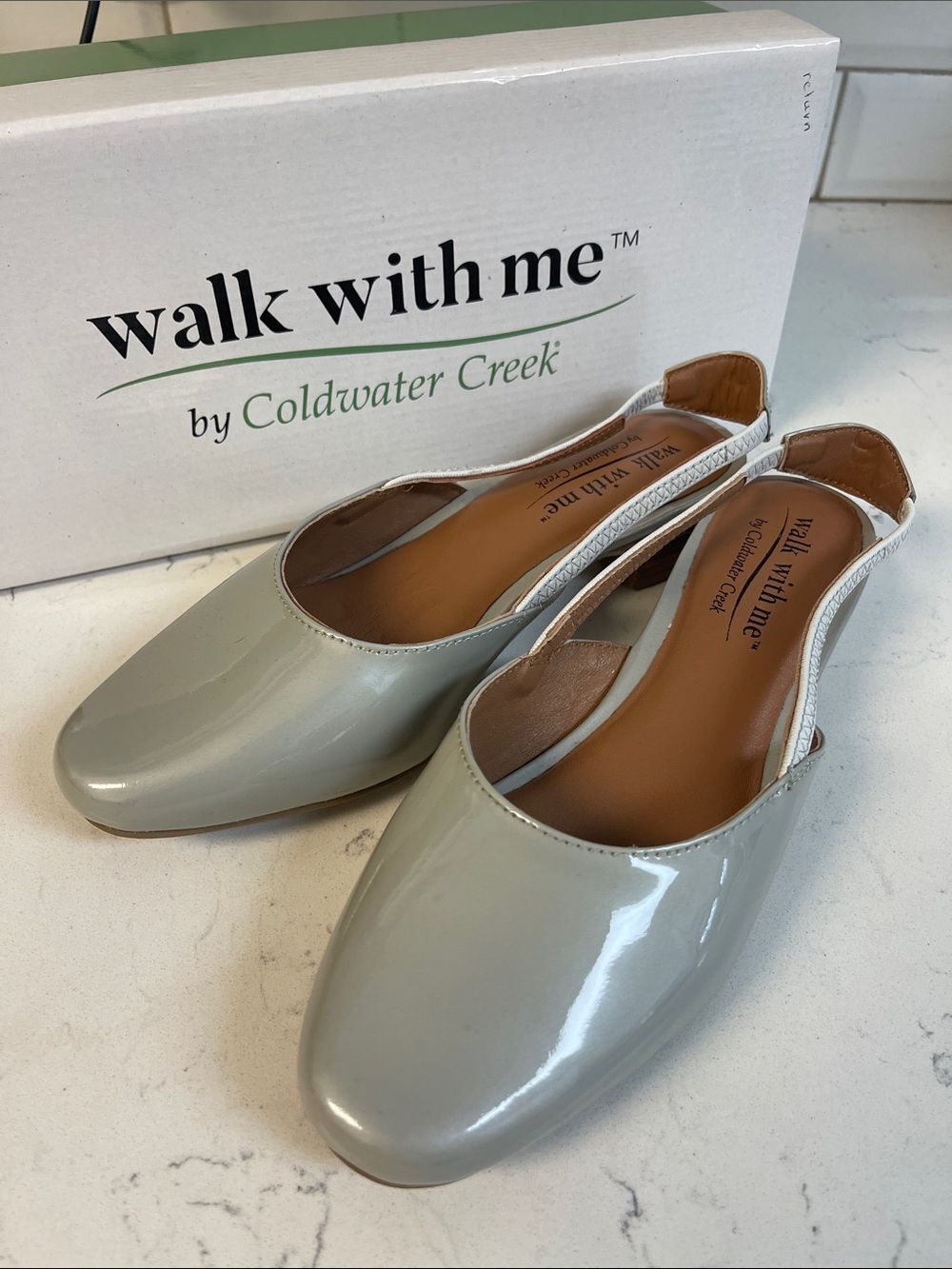 Coldwater Creek Josie Slingbacks by Walk With Me™ Style #22707 Shell Grey Size 7